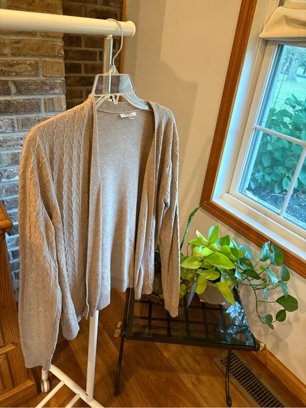 Beautiful Vila Milano Light Taupe Open-Front Cable Cardigan